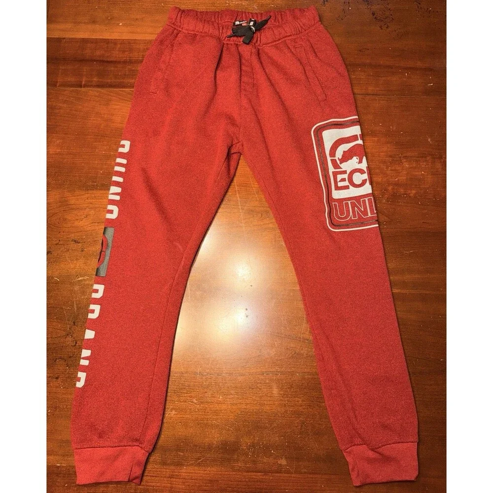 Ecko Unltd Men's M Red Fleece Joggers Sweatpants Big Logo Rhino Graphic 90s Y2K - Picture 1 of 5